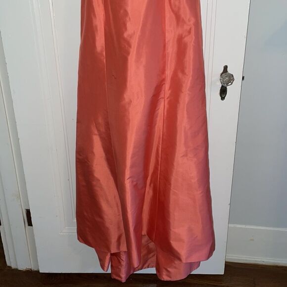 Marisa Baratelli salmon pink Thai silk party or prom dress with matching jacket - Picture 6 of 14